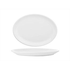 Turgla Porcelain Delta - Coupe 11" x 8" x h:1" Oval White Porcelain Platter (Set of 6) (LDY28KY00) - iFoodservice Online