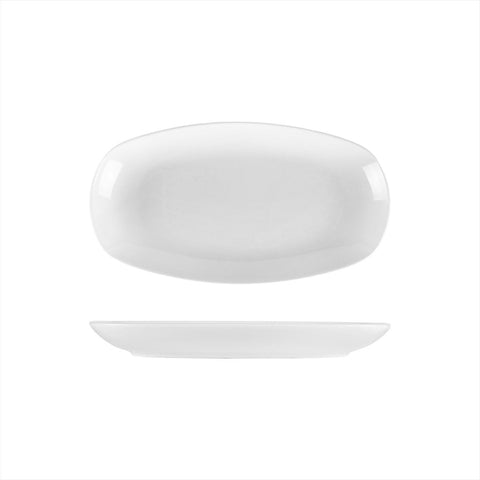 Turgla Porcelain Delta - Coupe 11.5" x 6.25" x h:1.25" Oval White Porcelain Platter (Set of 6) (KO29KY00) - iFoodservice Online