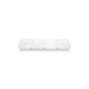 Turgla Porcelain Delta - Coupe 12.5" x 3.25" Rectangular White Porcelain Sectional Plate (Set of 6) (GR04BL00) - iFoodservice Online