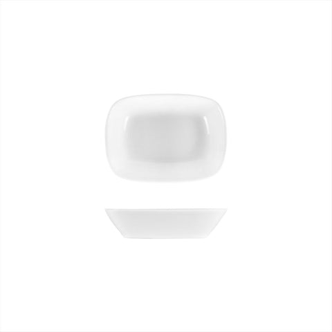 Turgla Porcelain Delta - Coupe 6.5" x 4.75" x h:1.5" 12 oz. Rectangular White Porcelain Deep Plate (Set of 12) (EO17KR00) - iFoodservice Online
