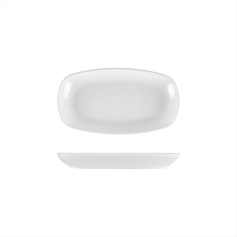 Turgla Porcelain Delta - Coupe 9.25" x 6.25" x h:1" Oval White Porcelain Platter (Set of 6) (KO24KY00) - iFoodservice Online