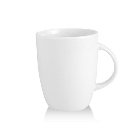 Turgla Porcelain Delta - Coupe dia.31.75" h:3.75" 10 oz. Round White Porcelain Mug (Set of 12) (ELT01MG00) - iFoodservice Online
