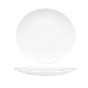 Turgla Porcelain Elips 10.25" x 9.5" Oval White Porcelain Plate (Set of 12) (ELS26DU00) - iFoodservice Online