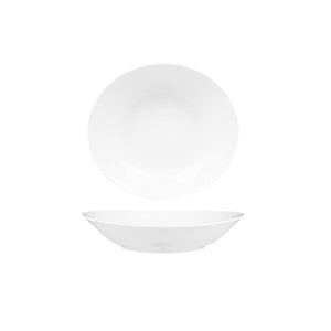 Turgla Porcelain Elips 8.5" x 7.75" x h:1.5" 20 oz. Oval White Porcelain Deep Plate (Set of 12) (ELS22CK00) - iFoodservice Online