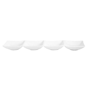 Turgla Porcelain Hong Kong 13.25" x 3.25" Rectangular White Porcelain Sectional Plate (Set of 12) (HKG33X8ST00) - iFoodservice Online