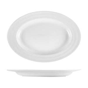 Turgla Porcelain Lizbon 15.25" x 10.5" x h:1.5" Oval White Porcelain Platter (Set of 6) (LIZ39KY00) - iFoodservice Online