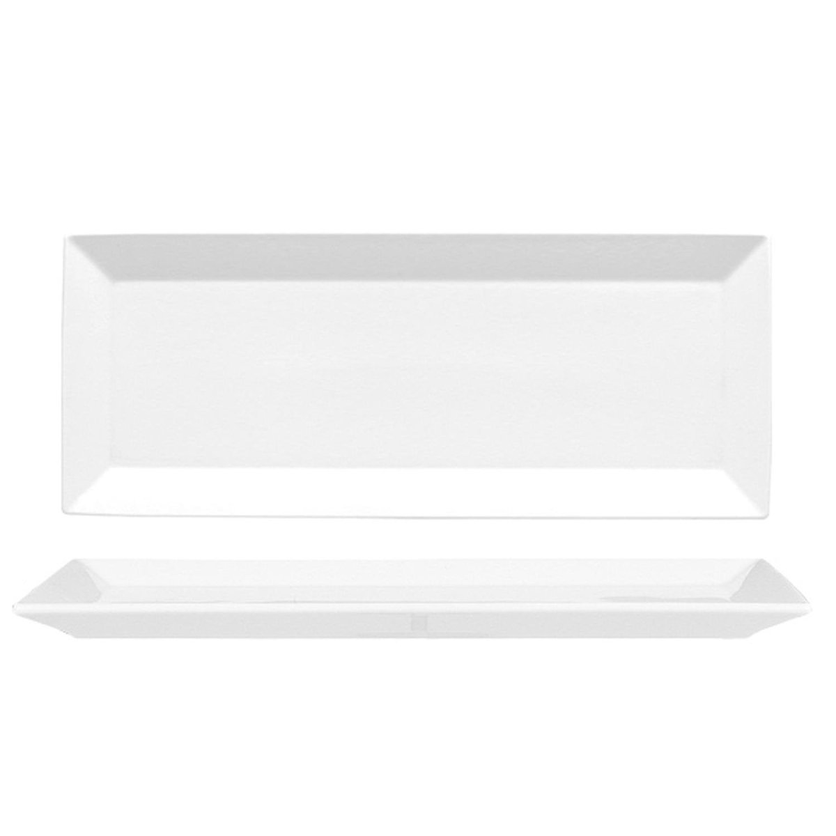Turgla Porcelain Merid 13.5" x 5.5" x h:0.75" Square White Porcelain Platter (Set of 6) (MER34KY00) - iFoodservice Online