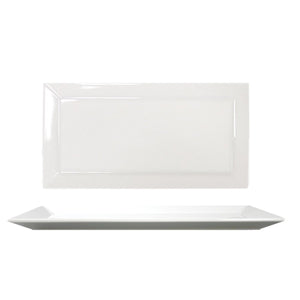 Turgla Porcelain Merid 13.5" x 7" x h:0.75" Rectangular White Porcelain Platter (Set of 6) (MER34X18KY00) - iFoodservice Online
