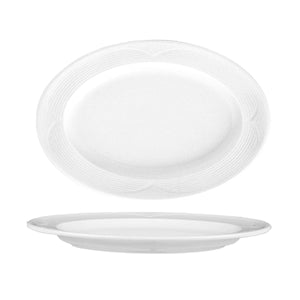 Turgla Porcelain Saturn 11.25" x 8" x h:1" Oval White Porcelain Platter (Set of 6) (STR29KY00) - iFoodservice Online