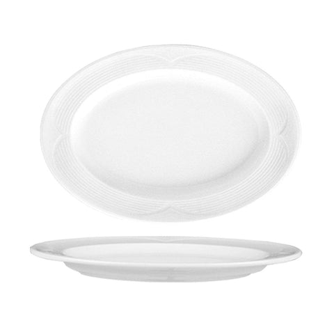 Turgla Porcelain Saturn 11.25" x 8" x h:1" Oval White Porcelain Platter (Set of 6) (STR29KY00) - iFoodservice Online