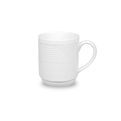 Turgla Porcelain Saturn dia.3" h:3.5" 10 oz. Round White Porcelain Mug (Set of 12) (STR01MG00) - iFoodservice Online