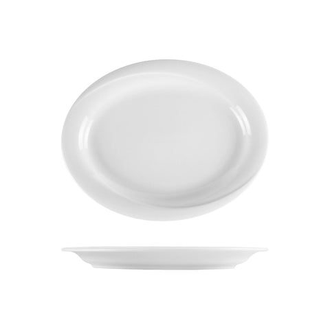 Turgla Porcelain X - tanbul 11.25" x 8" x h:1" Oval White Porcelain Platter (Set of 6) (XT29KY00) - iFoodservice Online