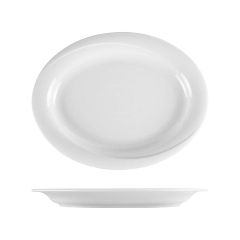 Turgla Porcelain X - tanbul 13.5" x 10.5" x h:1.25" Oval White Porcelain Platter (Set of 6) (XT34KY00) - iFoodservice Online