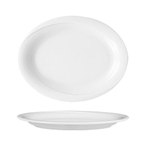 Turgla Porcelain X - tanbul 7.75" x 6" x h:0.75" Oval White Porcelain Platter (Set of 6) (XT20KY00) - iFoodservice Online