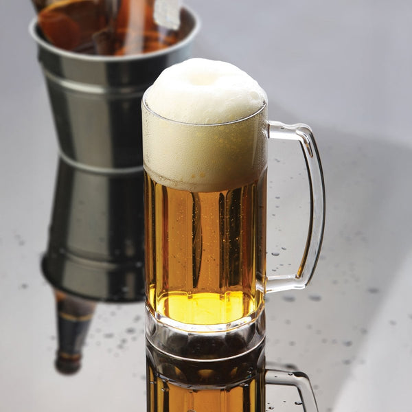 Turgla Rubikap Premium dia.3.25" h:6.75" 19 oz. Round Clear Polycarbonate Beer Mug (Set of 30) (R - PRMBER568CLR) - iFoodservice Online