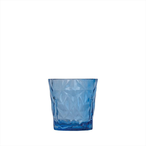 Turgla Rubikap Prism dia.3.5" h:3.5" 10 oz. Round Blue Polycarbonate Rocks/Old Fashioned (Set of 36) (R - PRSRCK250BLU) - iFoodservice Online