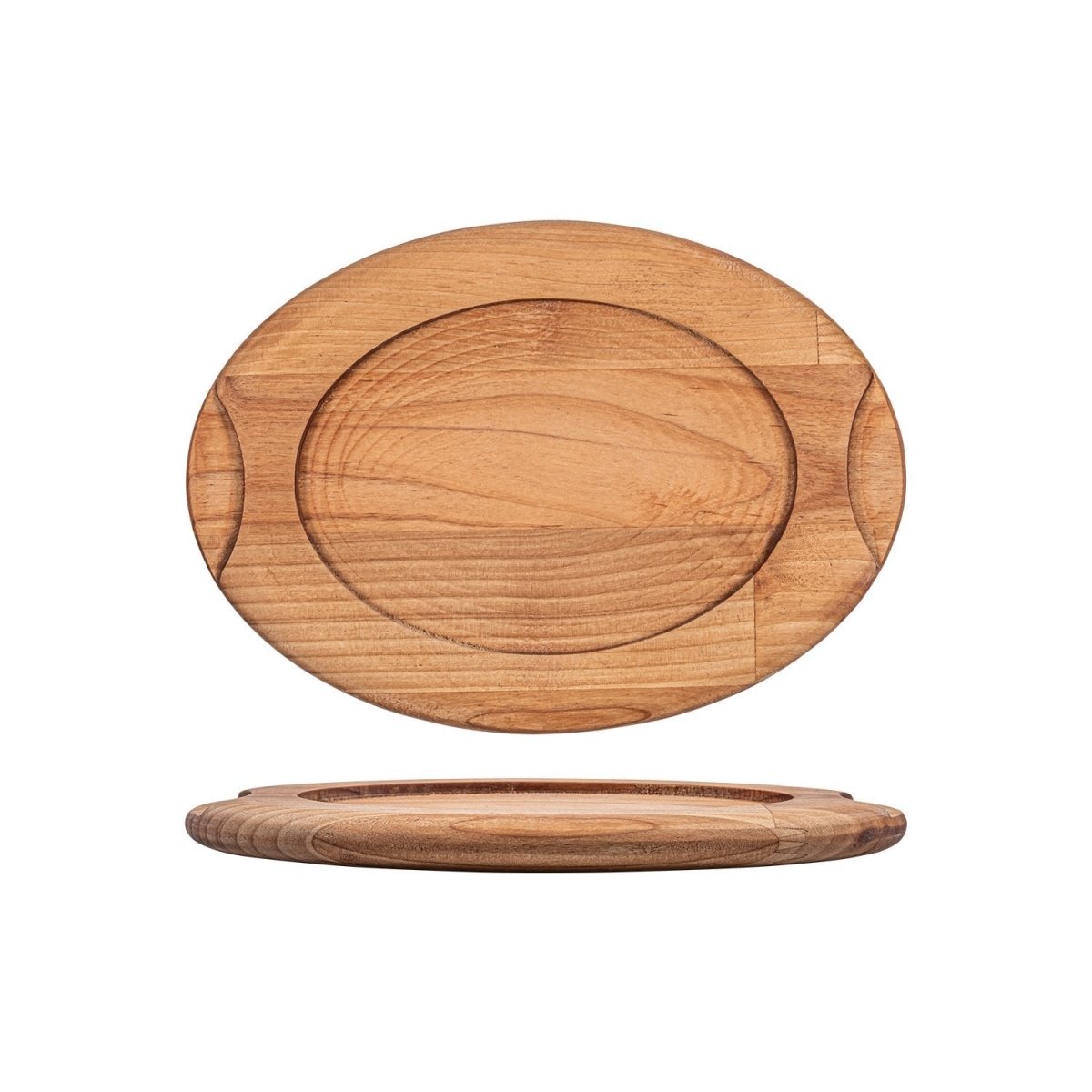 Turgla Wood 10" x 7" x h:0.75" Oval Brown Wood Underliner, Set of 1 (TWB2414OTA1) - iFoodservice Online