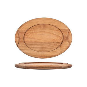 Turgla Wood 10" x 7" x h:0.75" Oval Brown Wood Underliner, Set of 1 (TWB2414OTA1) - iFoodservice Online