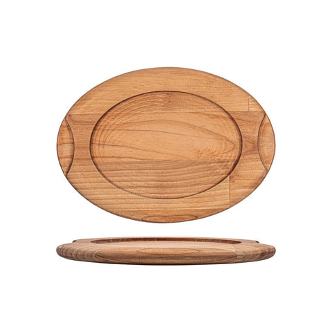 Turgla Wood 10" x 7" x h:0.75" Oval Brown Wood Underliner, Set of 1 (TWB2414OTA1) - iFoodservice Online