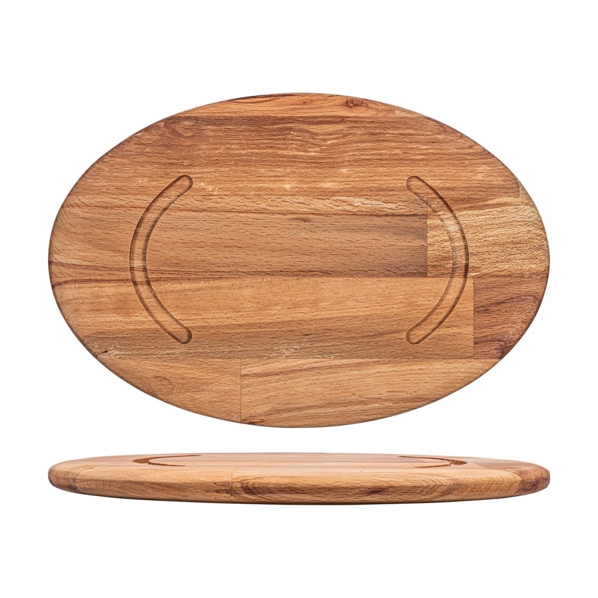 Turgla Wood 12.5" x 8.25" x h:0.75" Oval Brown Wood Underliner, Set of 1 (TWB501824A) - iFoodservice Online