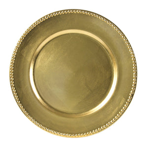 10 Strawberry Street Chargers, Beaded Gold Lacquer Charger - 24/Case (LAG - 24D) - iFoodservice Online