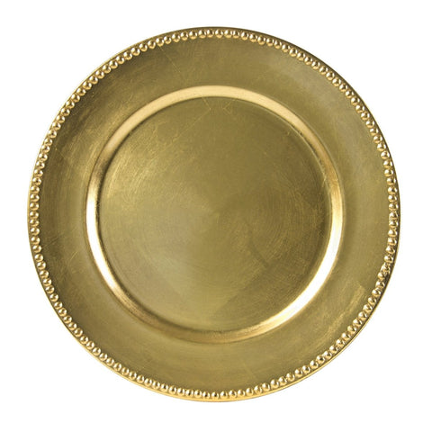 10 Strawberry Street Chargers, Beaded Gold Lacquer Charger - 24/Case (LAG - 24D) - iFoodservice Online