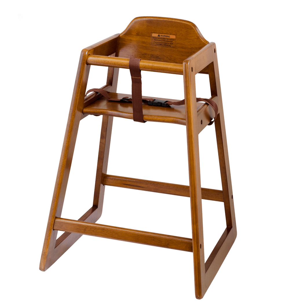 Browne Foodservice Walnut Finish Wooden Highchair Unassembled (80976) - iFoodservice Online