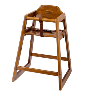 Browne Foodservice Walnut Finish Wooden Highchair Unassembled (80976) - iFoodservice Online