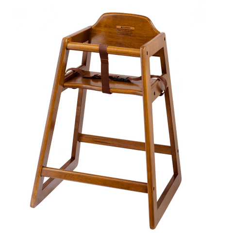 Browne Foodservice Walnut Finish Wooden Highchair Unassembled (80976) - iFoodservice Online