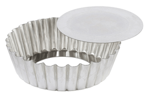 Gobel Tin plate round fluted cake mould - Removable bottom - Ø100/80 mm - h30 mm (124810) - iFoodservice Online