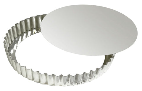 Louis Tellier Gobel Tin Loose Base Fluted Tart Mold Dia 11'' X 1''H (126440) - iFoodservice Online