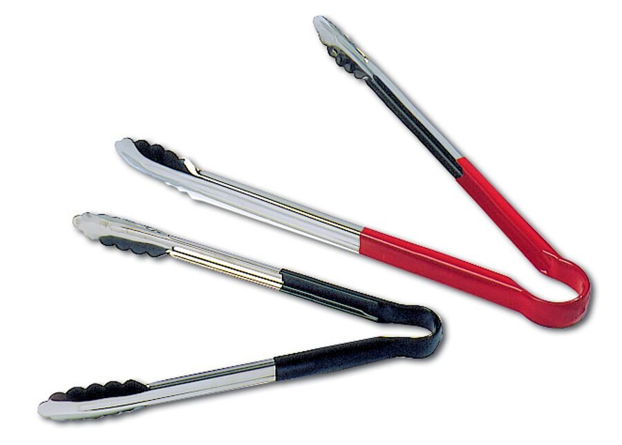 Matfer Bourgeat ALL - PURPOSE TONGS WITH NON - SLID PVC HANDLE 9 1/2" RED 071694 - iFoodservice Online